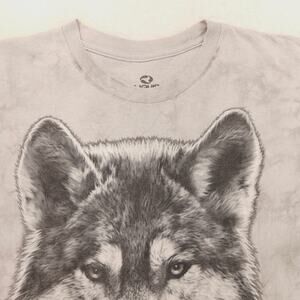 Liquid Blue Wolf Short Sleeve Graphic Crew Neck Shirt Mens Size Large L Gray
